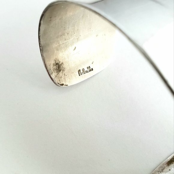 Carol Felley 1995 Sterling Onyx Cuff Bracelet - Picture 6 of 9